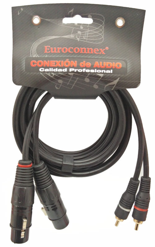Cabo 2x XLR Fêmea - 2x RCA Macho (3 metros) - Euroconnex