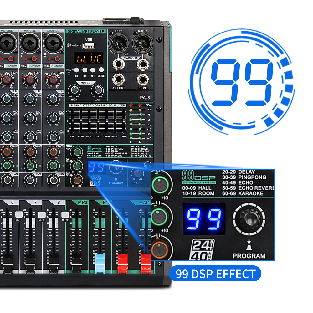 Mesa de Mistura profissional 11 Canais c/ DSP USB MP3 AUX EQ FX MUTE - Image 3
