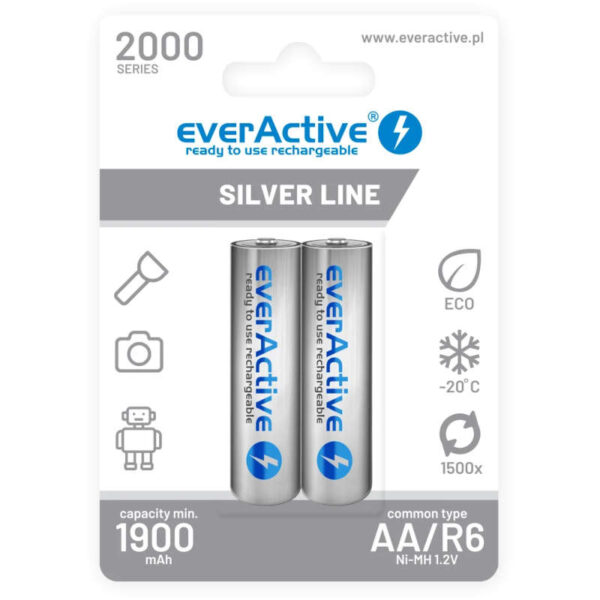 Blister 2 Pilhas AA Recarregáveis 1.2V Ni-Mh 2000mAh - everActive