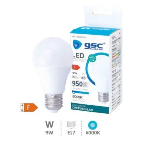 Bombilla LED 220V E27 9W Blanca 6000K 950Lm con sensor crepuscular - GSC