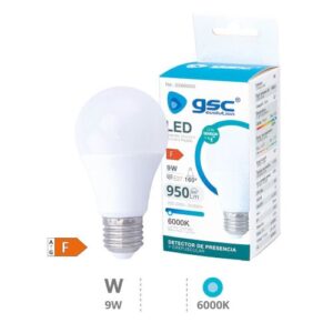 Bombilla LED 220V E27 9W Blanca 6000K 950lm con sensor crepuscular + presencia - GSC