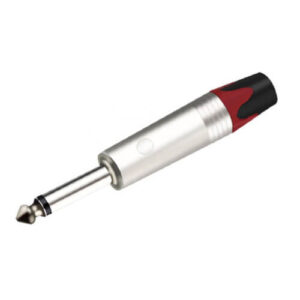 Ficha Jack 6.3mm Mono Profissional (tipo Neutrik) Vermelha