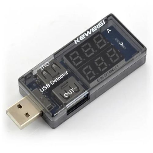 Testador de corrente e voltagem USB duplo