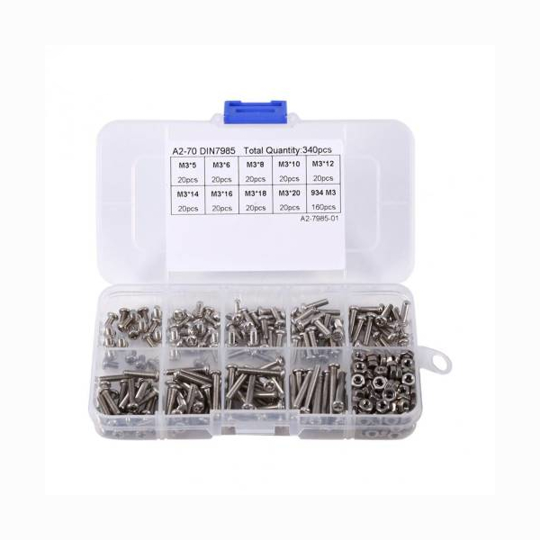 Conjunto de Parafusos Porcas e Anilhas M3 - 340 peças