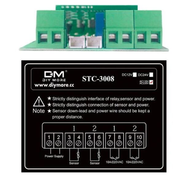 Controlador de temperatura digital STC-3008 - Image 3