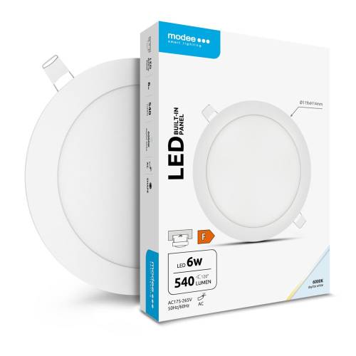 Painel de LED Redondo Encastrar Ø 12cm 6W Branco Frio 6000K 540lm - Modee