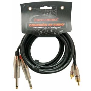 Cable Euroconect de 1 metro con 2 conectores jack de 6.35 mm y 2 conectores RCA.