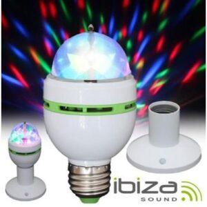 Lâmpada Rotativa 3 LEDS 3W RGB E27 c/ Suporte
