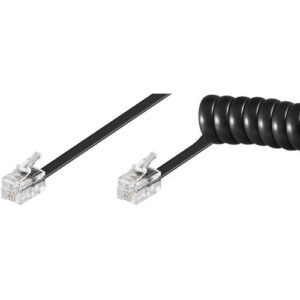 Cabo Telefone espiral RJ10 4 Pinos (2 mts) - Preto