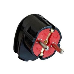 Enchufe Schuko macho negro 220 V 16 A con salida lateral