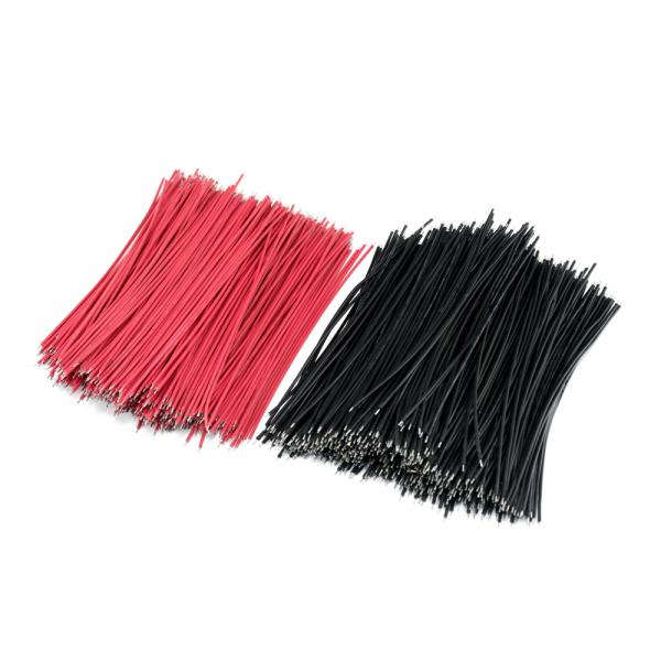 Conjunto de 100 fios jumper 10cm - 50 vermelhos / 50 pretos