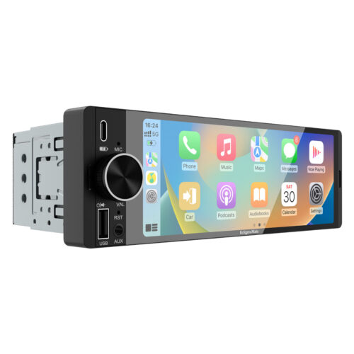 Auto Rádio 1 DIN 4x 60W Ecrã Táctil (CarPlay/Android Auto/MirrorLink/Bluetooth) - Kruger&Matz