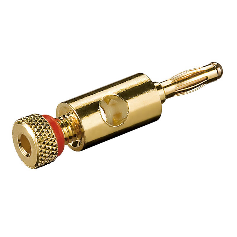 Banana para coluna 4mm banhada a ouro (vermelha)