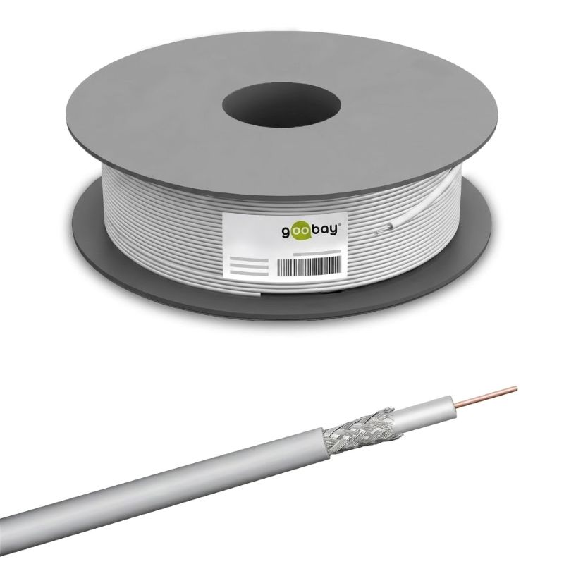 Cabo Coaxial Antena Dupla Blindagem 100dB Branco - 100 metros GOOBAY