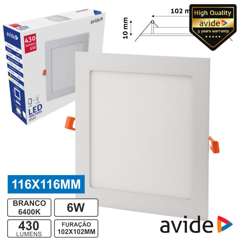 Painel de LED Quadrado (11.6 x 10 cm) 6W 6400K