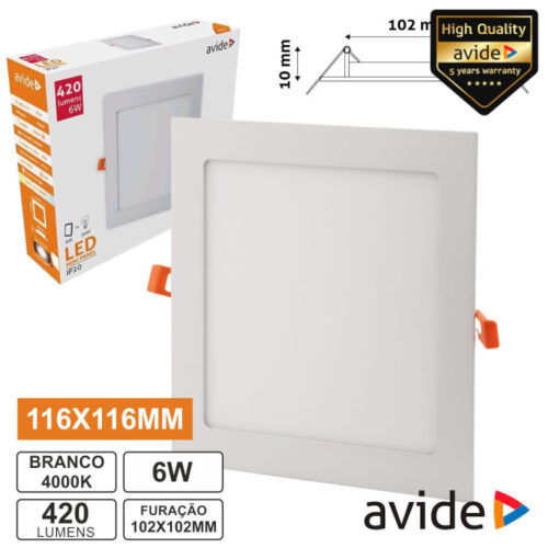 Painel de LED Quadrado (11.6 x 10 cm) 6W 4000K