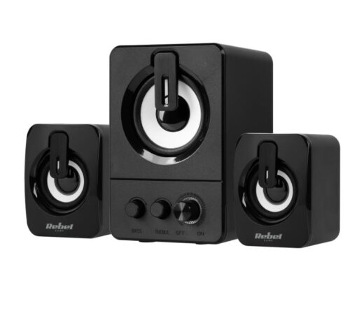 Par de Mini Colunas Com Altifalantes Subwoofer 2.1 Rebel CS-50