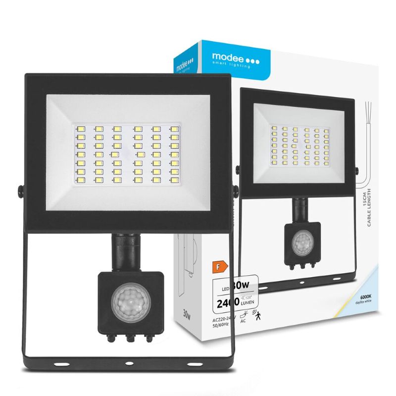 Projetor LED IP65 30W c/ Sensor 6000K 2400lm - Modee