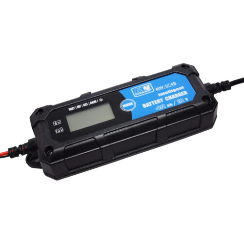 Carregador de baterias de gel e chumbo 6V/1A, 12V/1A, 12V/4A.