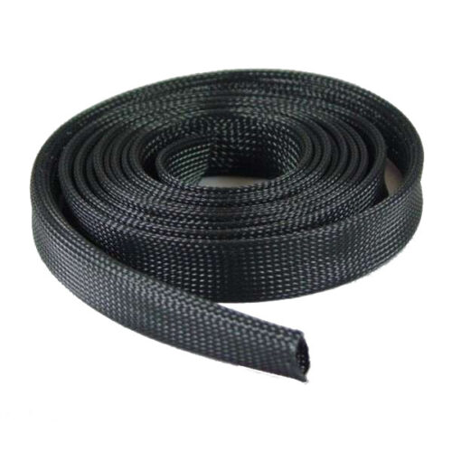 Manga PET Trançada Têxtil Expansível Preta 40mm (metro)