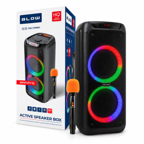 Coluna Portátil Bluetooth 2x 10" c/ Microfone sem fio - BLOW Infinity
