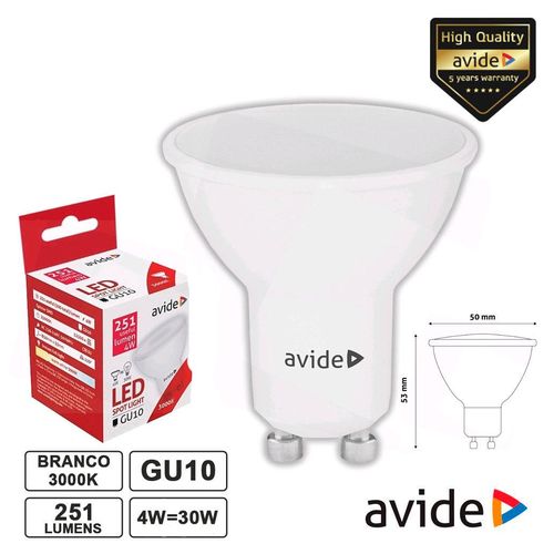 Lâmpada LED GU10 Spot 4W 230V 3000k 320lm