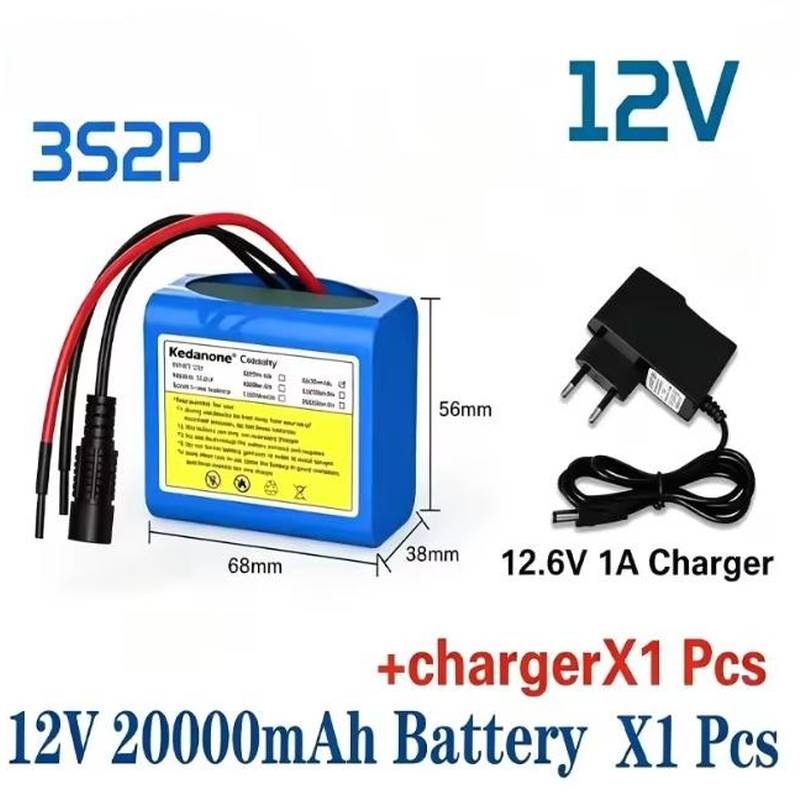 Bateria recarregável de lítio 12V e 20000mAh + Carregador - Image 2